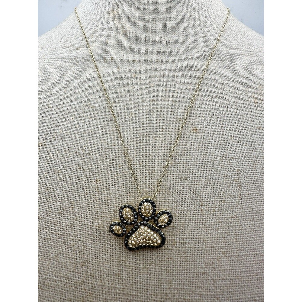 Swarouski Elements Sterling Silver Dog Paw Pendant necklace 18”